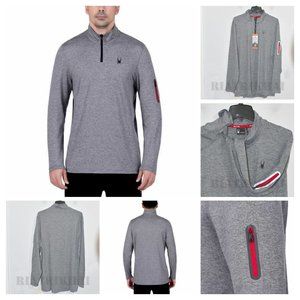 GRAY NWT Men's 1/4 ( Quater) zip Active Lightweight Pullover Spyder